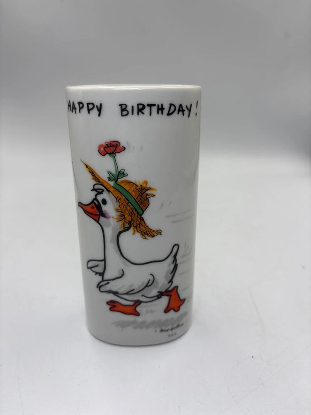 Vintage Suzy‘s Zoo Vase 1976 Japan Duck Happy Birthday Gift Kitsch Cute